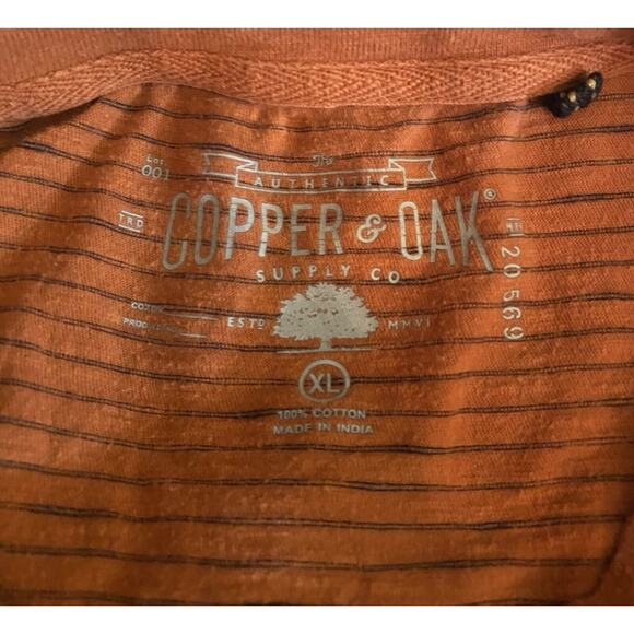 Copper & Oak men's XL rust colored striped short sleeve Indian cotton tee - Picture 7 of 7